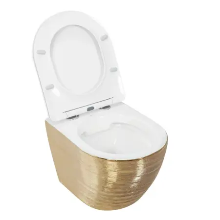 Set vas wc suspendat Rea Carlo rimless auriu periat cu capac softclose [2]