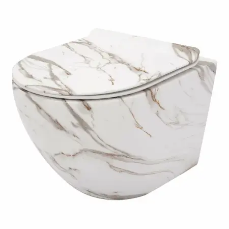 Obiecte Sanitare - Set vas wc suspendat Rea Carlos Lava rimless cu capac softclose