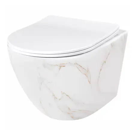 Obiecte Sanitare - Set vas wc suspendat Rea Carlos rimless alb cu capac softclose