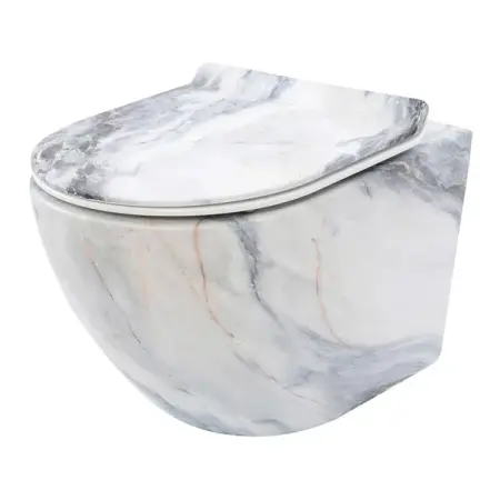 Obiecte Sanitare - Set vas wc suspendat Rea Carlos rimless granit cu capac softclose