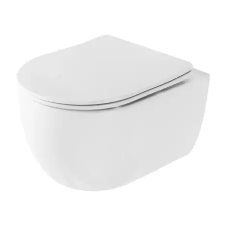 Obiecte Sanitare - Set vas WC suspendat Rea Olivier alb lucios cu capac softclose