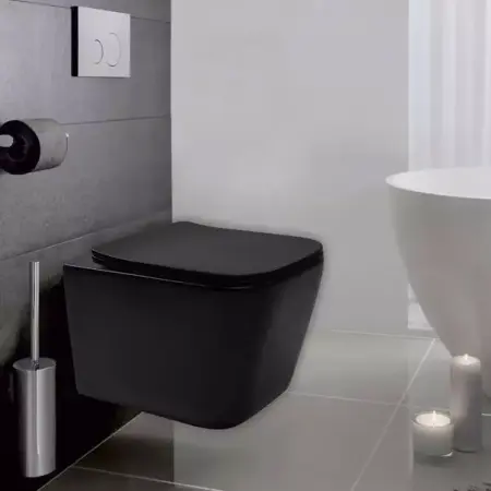 Obiecte Sanitare - Set vas WC suspendat Rea Raul negru mat cu capac softclose
