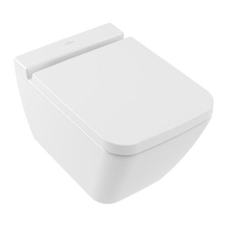 Vase wc - Set vas wc suspendat, Villeroy & Boch, Finion, DirectFlush, cu capac soft close si quick release, alb alpin