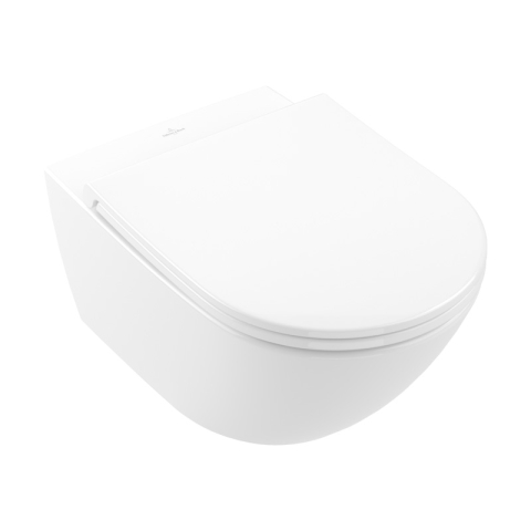 Vase wc - Set vas WC suspendat, Villeroy & Boch, Universo, cu capac soft close și quick release, alb
