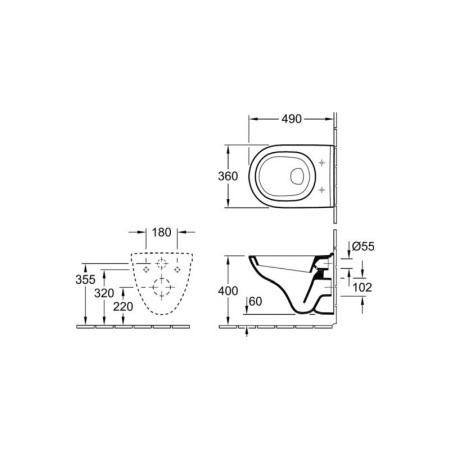 Set vas WC Villeroy & Boch, O.Novo, suspendat COMPACT, cu capac soft close, alb [1]