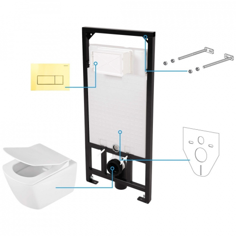 Obiecte Sanitare - Set WC Deante Anemona incastrat 6 in 1 alb