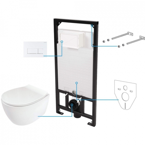 Obiecte Sanitare - Set WC Deante Anemona incastrat 6 in 1 alb/auriu