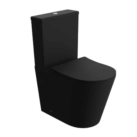 Obiecte Sanitare - Set WC monobloc Spectrum, Clementina Black, Rimless Protect, cu capac și rezervor, 38x60.5 cm, negru mat