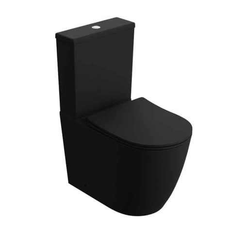 Obiecte Sanitare - Set WC monobloc Spectrum, Novelda, Rimless Protect, cu capac și rezervor, 38x60.5 cm, negru mat
