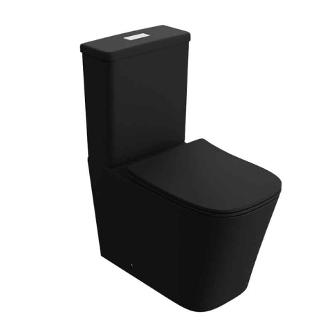 Obiecte Sanitare - Set WC monobloc Spectrum, Terra Black, Rimless Protect, cu capac și rezervor, 37x64 cm, negru mat