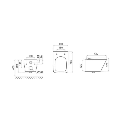 Set WC suspendat Spectrum Lima Grey, Rimless Protect,  34x48.5cm , gri mat [5]