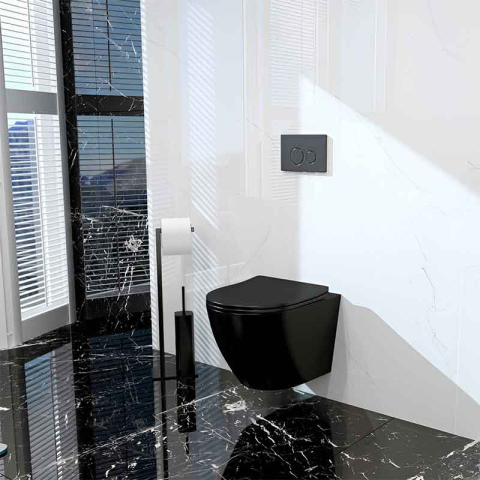 Set WC suspendat Spectrum, Sierra Black 3.0, Tornado Flush, cu capac soft close, quick release, negru mat [2]