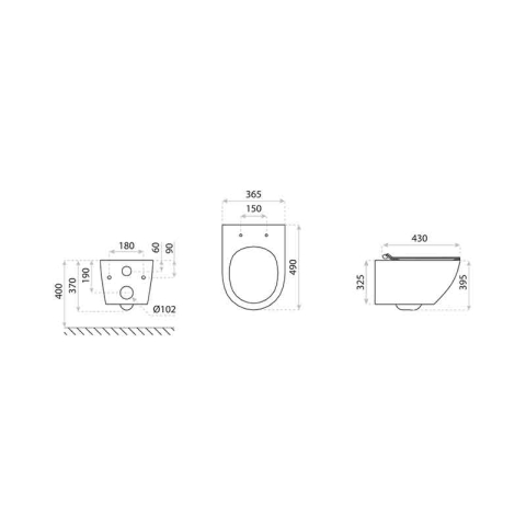 Set WC suspendat Spectrum, Trendi Slim, rimless, cu capac soft close, auriu cu model floral [2]