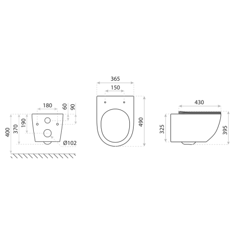 Set wc suspendat Spectrum, Trendi Stone, rimless cu capac inclus, 35.5 x 51.5 cm, alb mozaic [4]