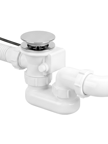 Sifon automat pentru cada Rea crom lucios cu preaplin PVC aluminiu 48mm [4]