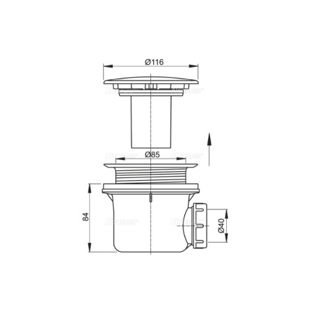 Sifon cadita Alcaplast, dus 90 mm, crom [1]
