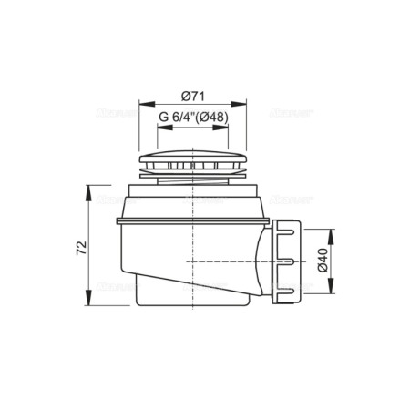 Sifon cadita Alcaplast, dus cu inaltime mare, 72 mm, alb [1]