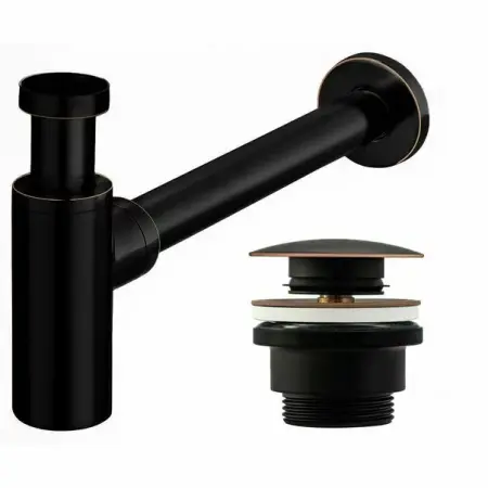 Accesorii baie - Sifon cu ventil Click-Clack universal Rea Old negru mat periat