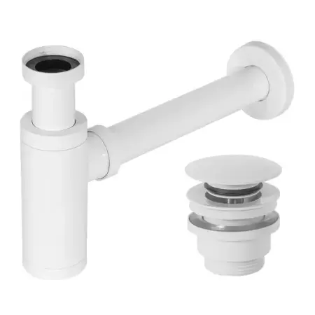 Accesorii baie - Sifon estetic pentru lavoar cu ventil Click-Clack universal Rea alb mat