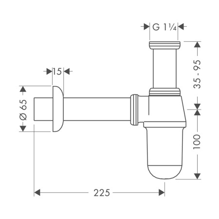 Sifon lavoar Hansgrohe, metal, crom [1]