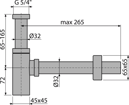 Sifon lavoar unghiular A401 DN32 metalic [2]