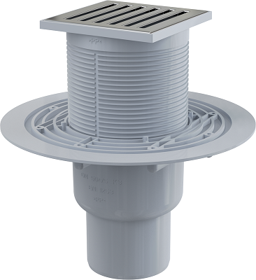 Sifoane pardoseala si terasa - Sifon pardoseală 105×105/50/75 mm ieşire verticală, grătar din oţel inoxidabil, sistem de reţinere a mirosurilor umed APV203