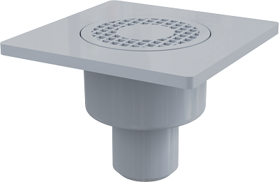 Sifoane pardoseala si terasa - Sifon pardoseală 150×150/50 mm ieşire verticală, grătar de plastic gri, sistem de reţinere a mirosurilor umed APV4