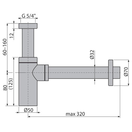 Sifon pentru lavoar, Alcadrain, metal, DN32, auriu [1]