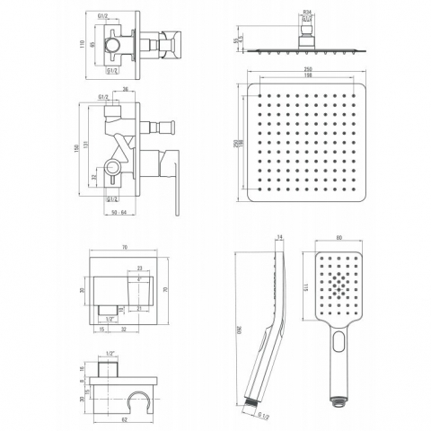 Sistem de dus incastrat Deante Alpinia crom [3]