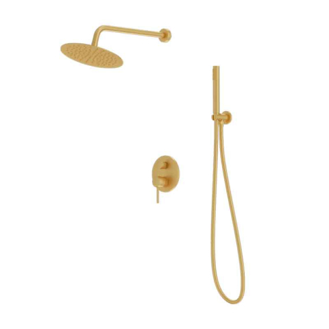 Sisteme de dus -  Sistem de dus incastrat Lavita, Verdi, cu baterie, palarie dus rotunda, bara si furtun, 1 jet, brushed gold