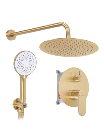 Sisteme de dus incastrate - Set dus incastrat Rea Drop auriu periat plus BOX montaj ingropat perete