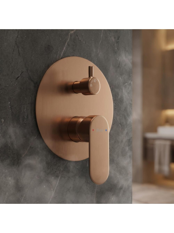 Set de dus incastrat Rea Drop cupru periat sistem BOX montaj ingropat Anti-Calc PVD [5]
