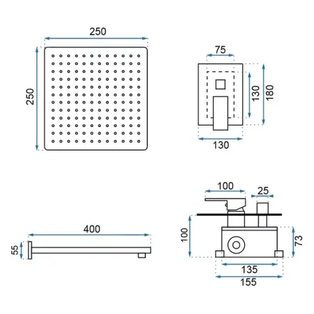 Sistem de dus incastrat Rea Fenix crom lucios [1]