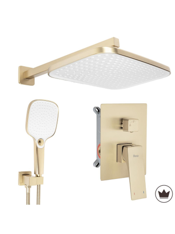 Sisteme de dus - Set dus incastrat Rea Joe auriu periat plus BOX montaj ingropat Anti-Calc PVD