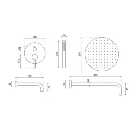 Sistem de dus incastrat Rea Lungo alb finisaj mat [8]