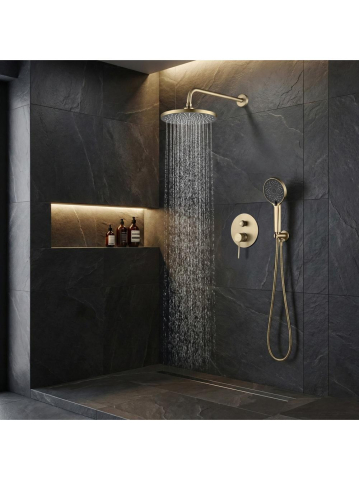 Sistem de dus incastrat Rea Lungo Stripe auriu periat  [4]