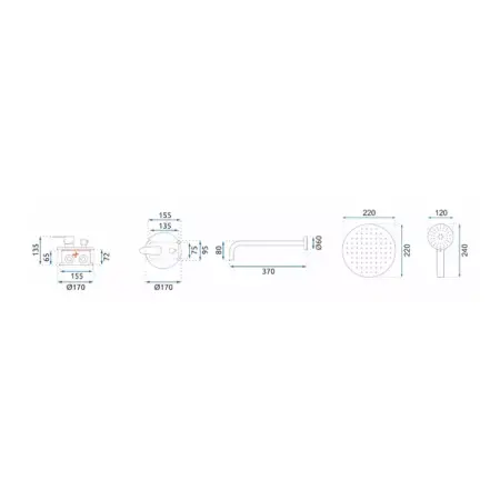 Sistem de dus incastrat Rea Mild finisaj negru - Rose Gold [5]