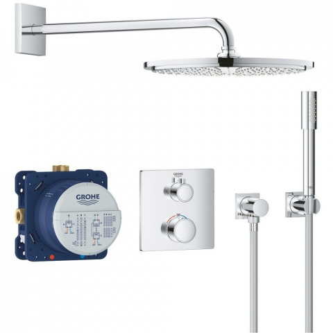Coloane de dus - Sistem dus incastrat cu termostat Grohe Grohtherm Cosmopolitan 310, baterie patrata