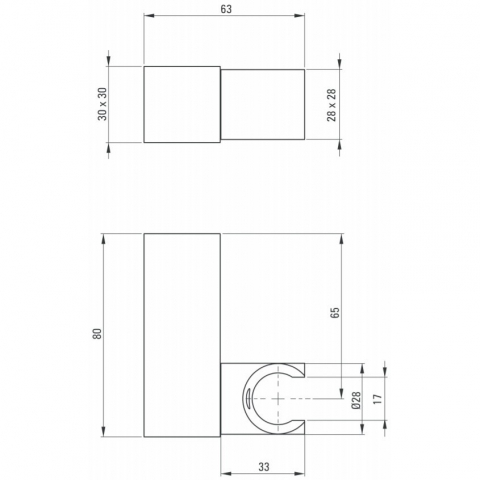 Suport dus manual Deante Square negru [1]