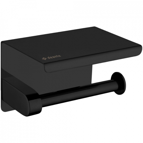 Accesorii toaleta - Suport hartie igienica Deante Round negru mat cu raft