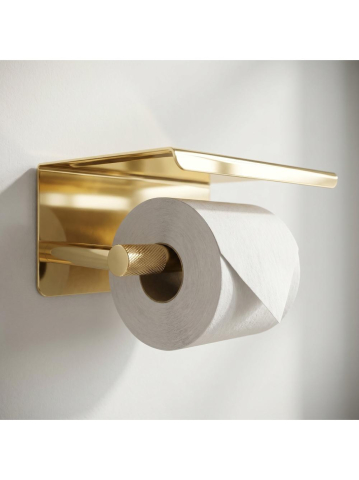 Suport pentru hârtie igienică cu poliță 6613 Modern auriu [3]