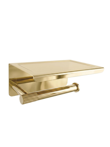 Accesorii baie - Suport pentru hârtie igienică cu poliță 6613 Modern auriu