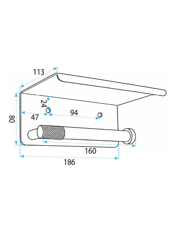 Suport pentru hârtie igienică cu poliță 6613 Modern crom periat [7]
