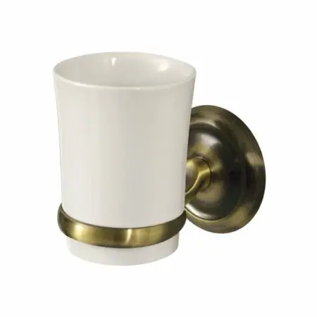 Accesorii lavoar - Suport periute de dinti alb/bronz Bisk Deco