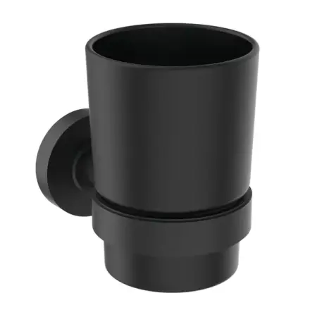 Accesorii lavoar - Suport periute de dinti Ideal Standard IOM negru mat cu pahar negru