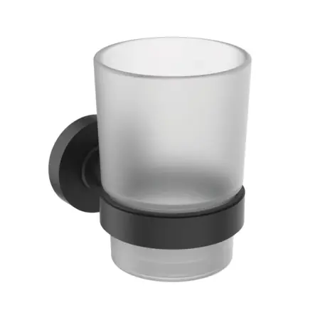 Accesorii lavoar - Suport periute de dinti Ideal Standard IOM negru mat cu pahar sticla mata