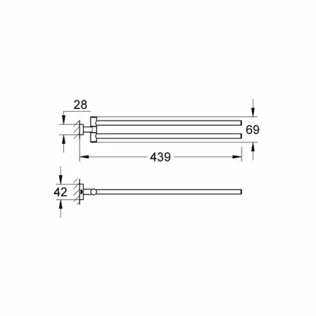 Suport prosop doua brate Grohe Essentials Cube 439 mm [1]