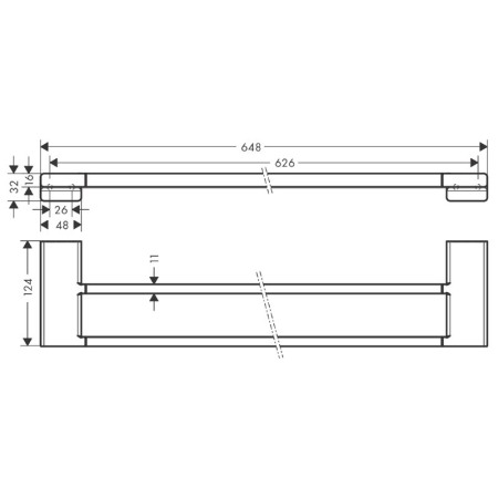 Suport prosop dublu, Hansgrohe, AddStoris, negru mat [1]