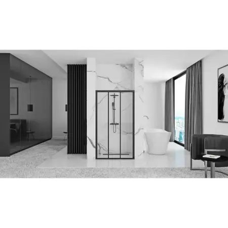 Usa de nisa culisanta Rea Alex 100 cm sticla 4 mm negru [3]