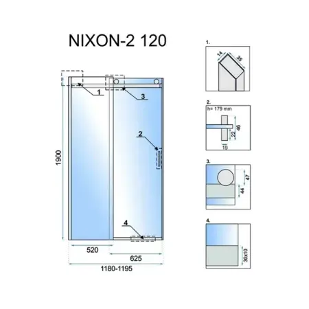 Usa de nisa culisanta Rea Nixon-2 120 cm sticla 8 mm crom dreapta [1]